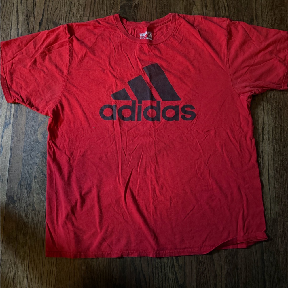 Adidas Men's Bold Red Tee with Black Logo